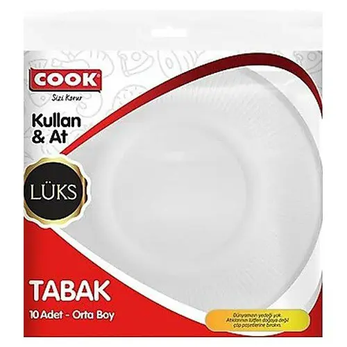 COOK LÜKS PLASTİK TABAK ORTA 10LU*120