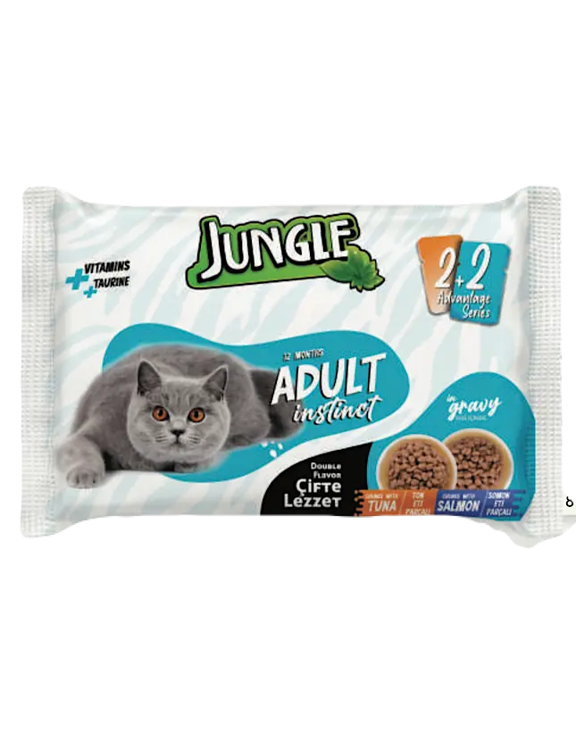 Jungle Pouch Yetşkn Kedi Ton-Somonlu 4*100gr*12