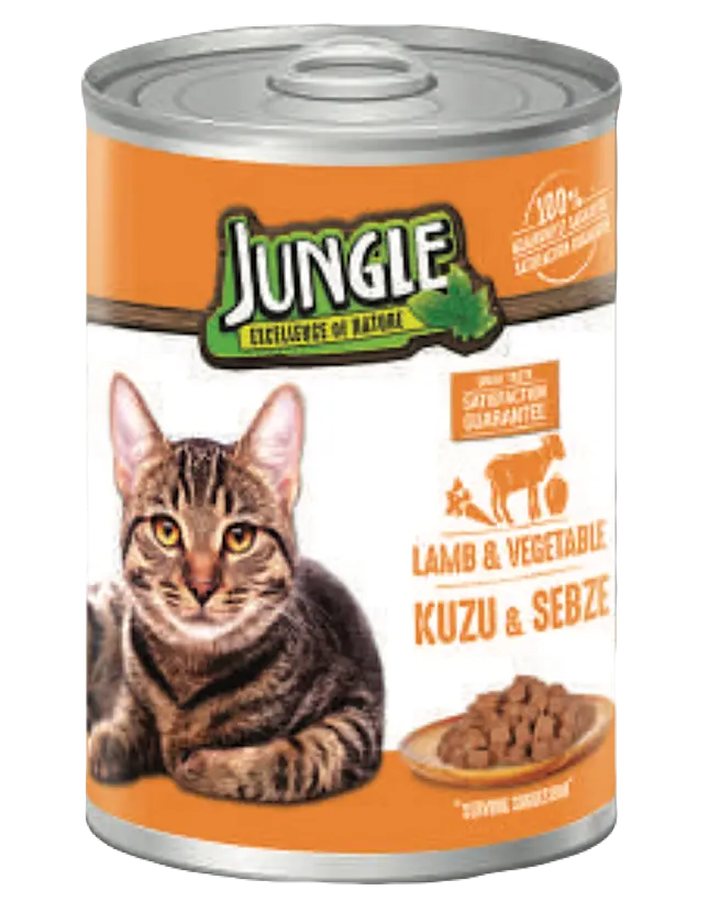 Jungle Kuzu Etli-Sebzeli Kedi Konservesi 400gr*12