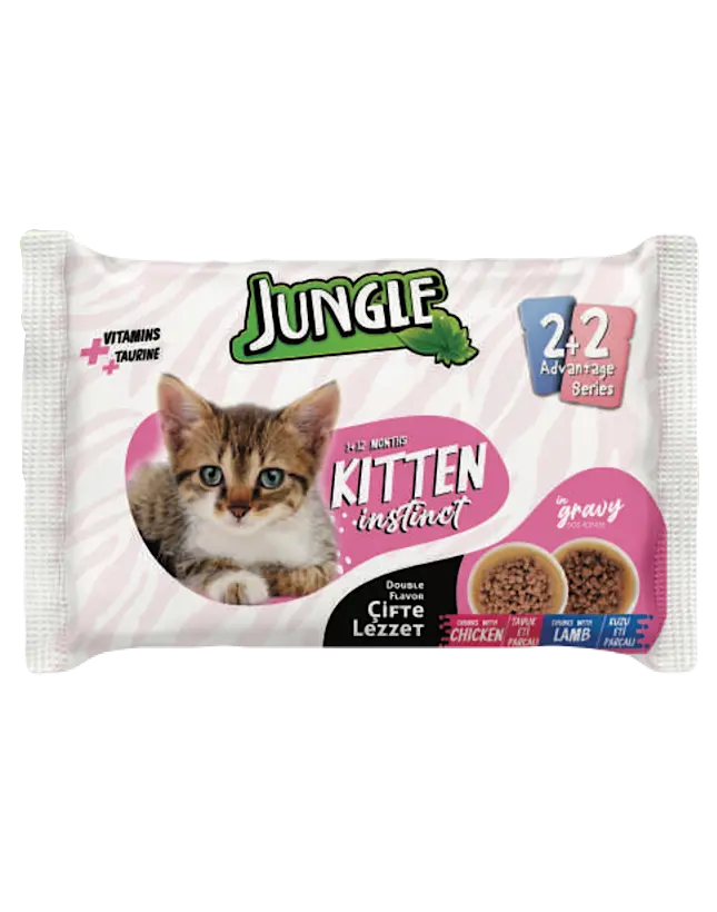 Jungle Pouch Yavru Kedi Tavuk-Kuzu 4*100gr*12