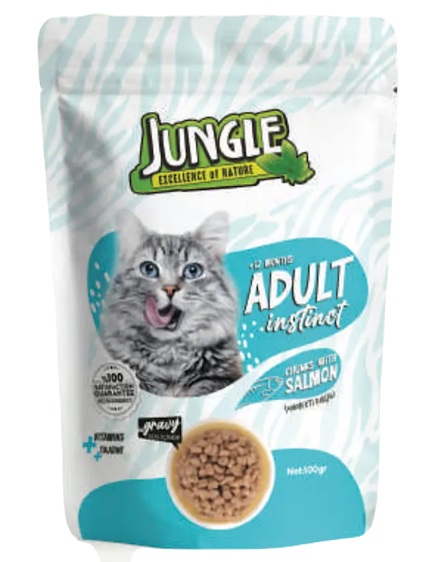 Jungle Pouch Yetişkin Kedi Somon Parçalı 100gr*24