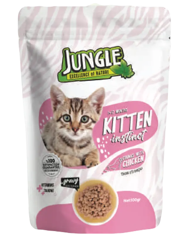 Jungle Pouch Yavru Kedi Tavuk Parçalı 100gr*24