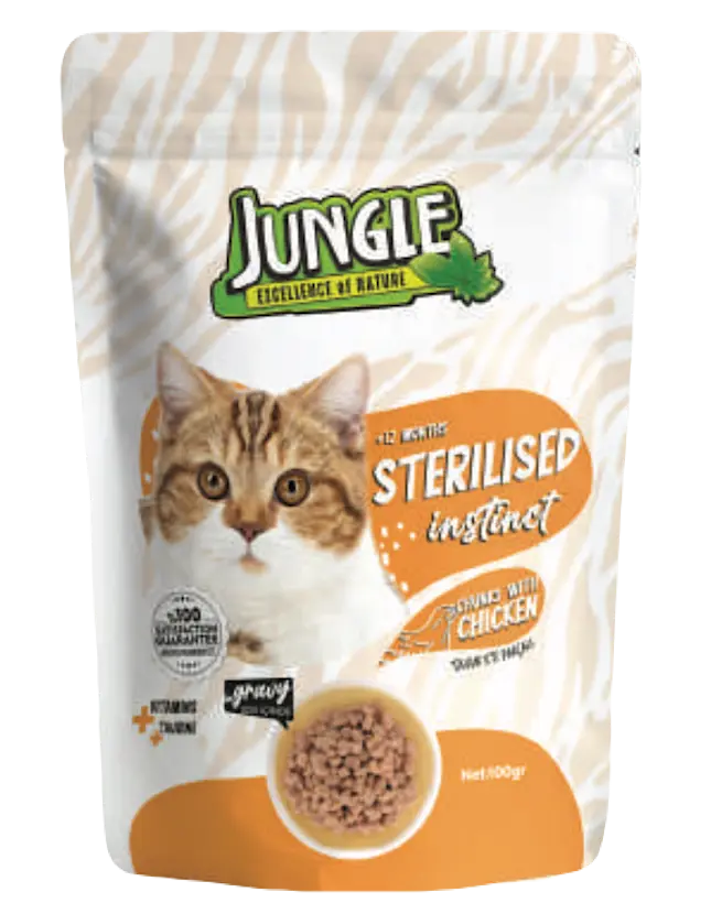 Jungle Pouch Kısır Kedi Tavuk Parçalı 100gr*24