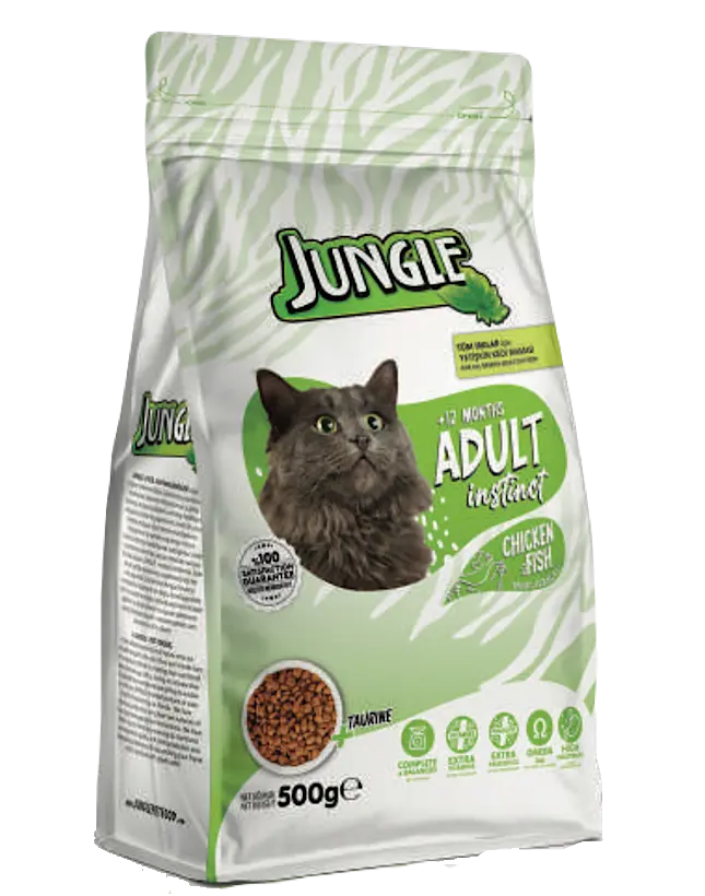 Jungle Tavuk-Balıklı Yetişkin Kedi Maması 500gr*8