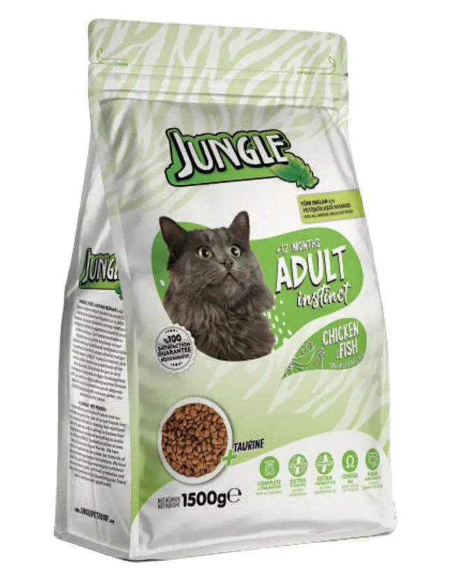 Jungle Tavuk-Balıklı Yetişkin Kedi Maması 1,5kg*4